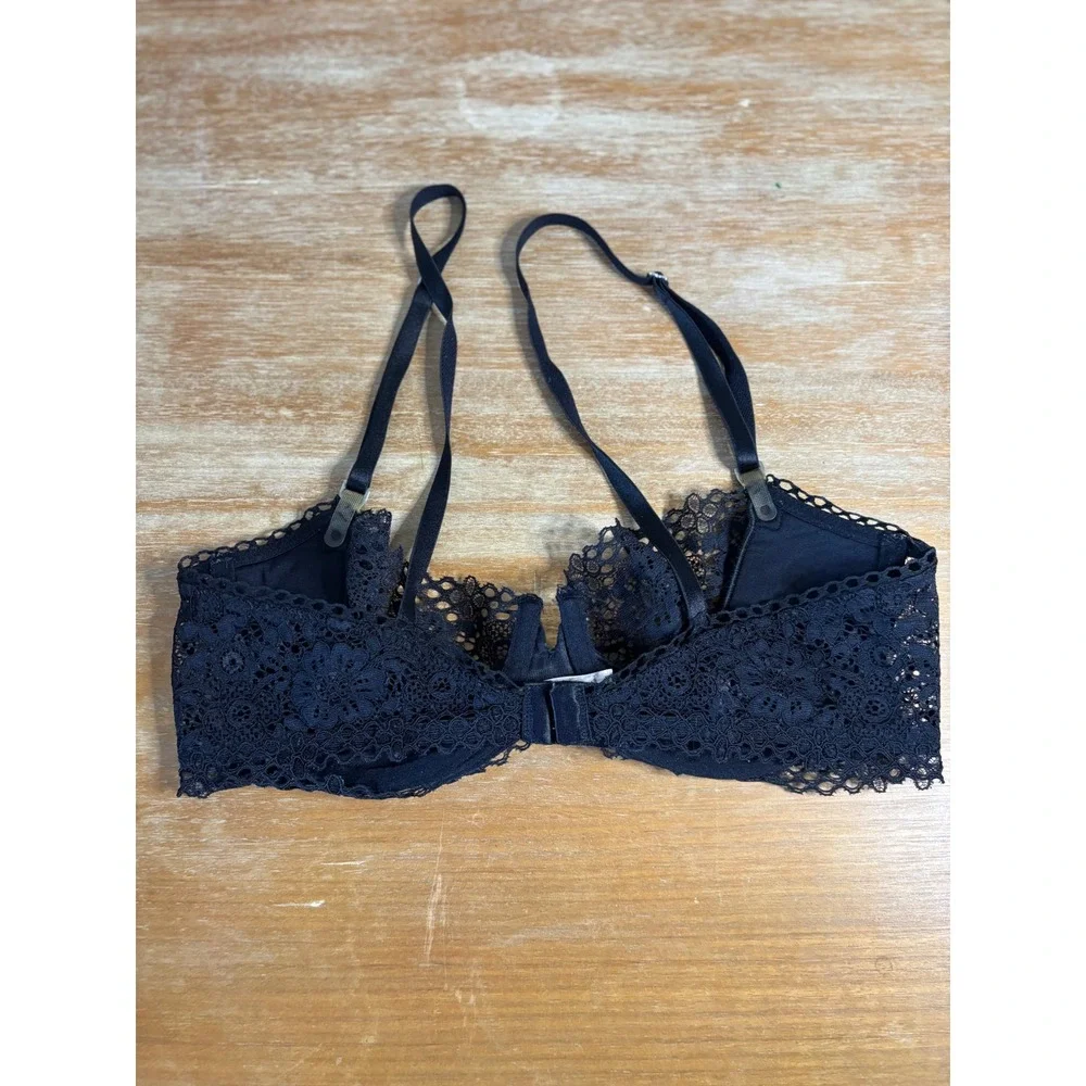 Victorias Secret Very Sexy Balconet Bra Black Floral Lace Unlined Underwire 36D